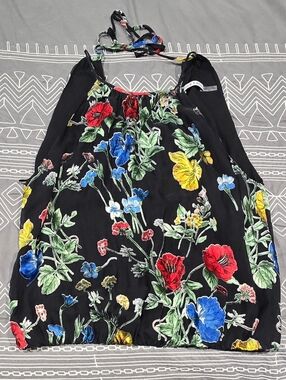 Alice + Olivia Silk Floral Print Halter Tank Top Size Large